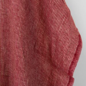 Linstoff vinrødt stripete, vasket