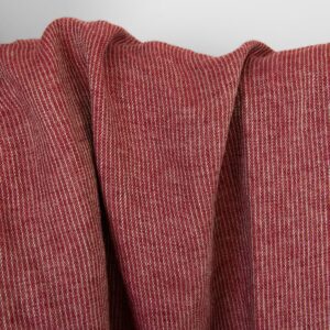 Linstoff vinrødt stripete, vasket