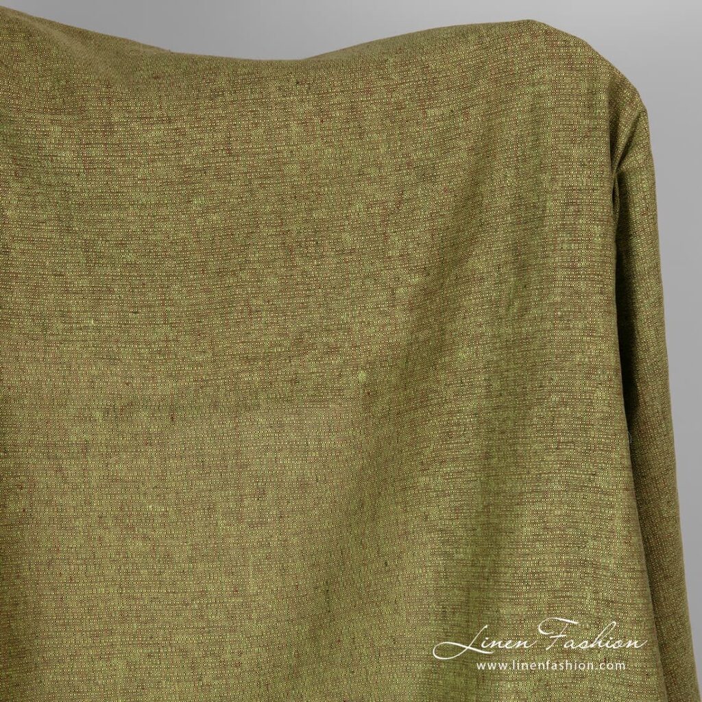 Linen fabric in green brown colours.