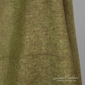 Green brown dyed linen fabric,