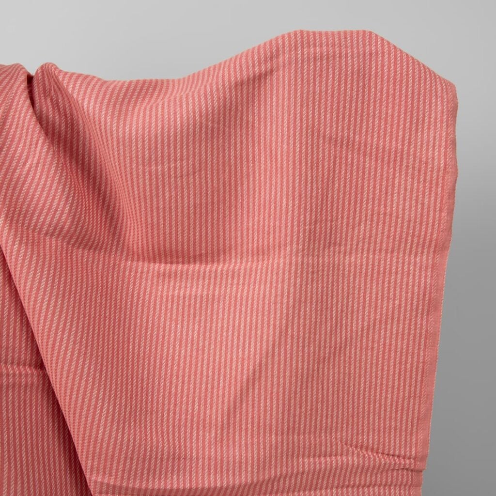 Red striped pure linen fabric