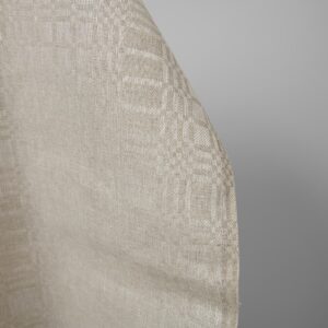 Beige linen fabric in checks dobby edge