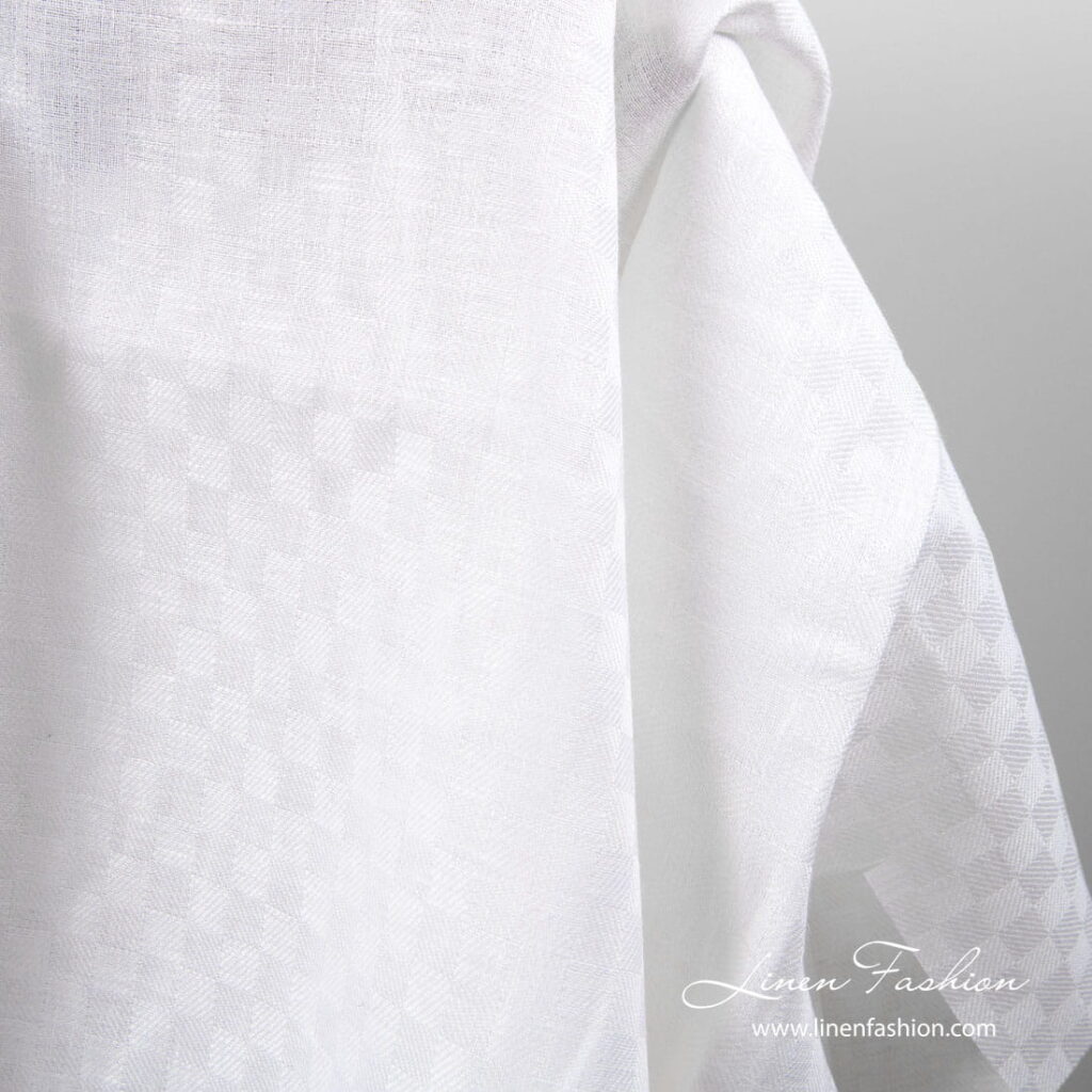 White linen fabric in check pattern