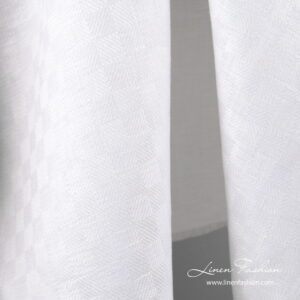 Bright white linen fabric in check pattern