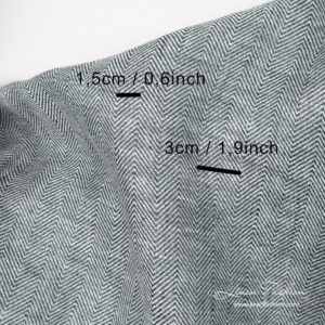 Herringbone pattern linen fabric with measurements