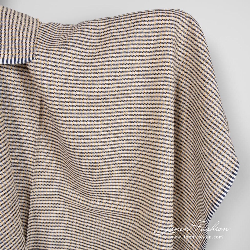 Linen fabric with blue checks