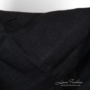 Double-sided linen fabric woven in black and dark blue yarns