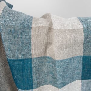 linen checks turquoise, front side