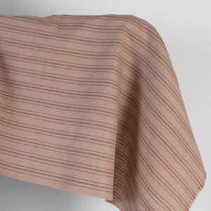 Linen fabric clay brown with patterned stripes