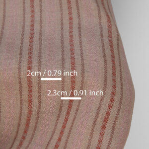 Linen fabric clay brown with patterned stripes, with measurements