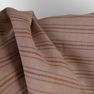 Linen fabric clay brown with patterned stripes, pure linen fabric