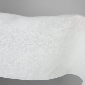 Off-white linen fabric in a small check pattern