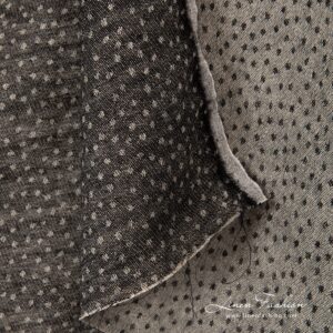 Lin ull svart prikket stoff, vasket 11 Washed black linen wool fabric.