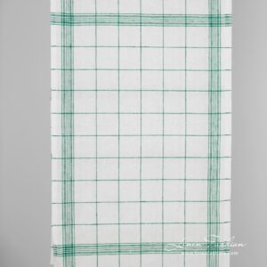 Linen fabric in green checks and stripes
