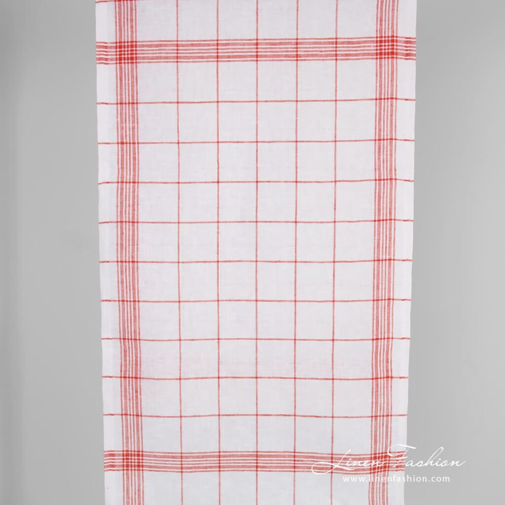 Linen fabric in red checks