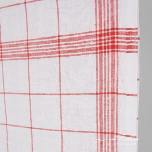 Linen fabric in red checks, 50cm width