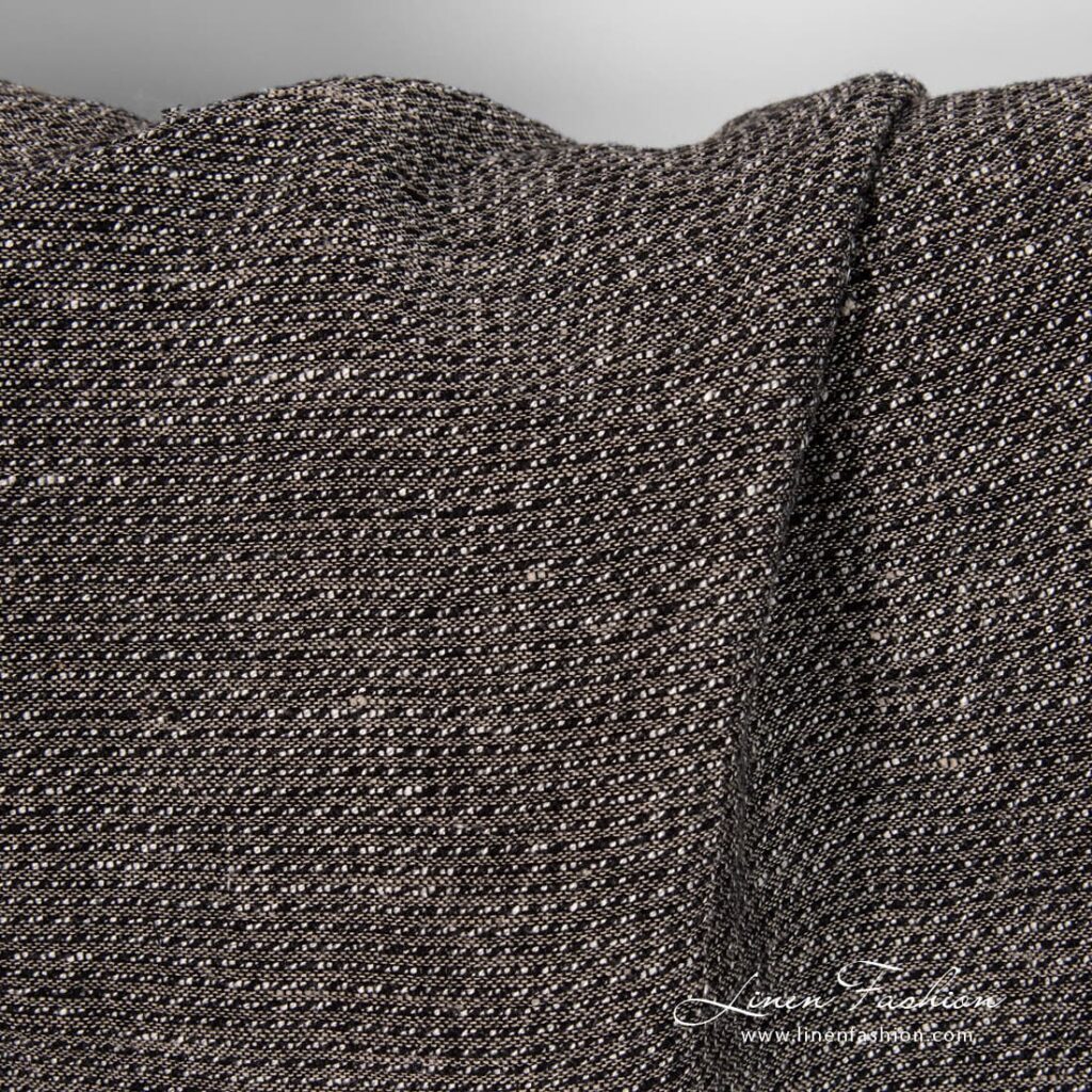 Lin-bomull svart dobby-stoff vasket 2 Linen cotton black melange fabric