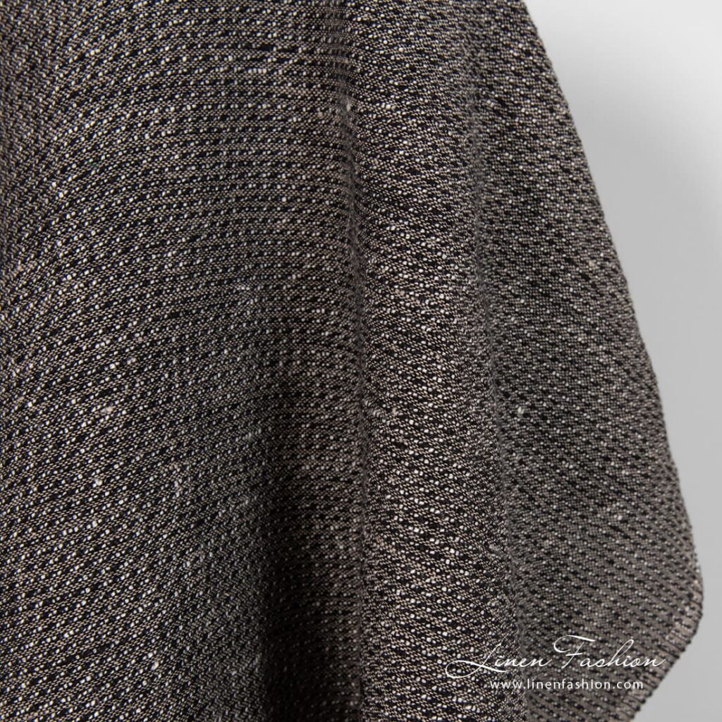 Lin-bomull svart dobby-stoff vasket 4 Linen cotton black fabric dobby pattern