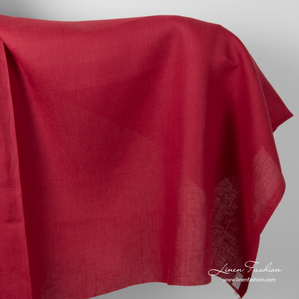 Red linen fabric