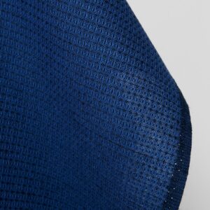 Lin bomull ull stoff mørkeblå og svart vaffel