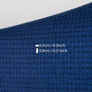 Lin bomull ull stoff mørkeblå og svart vaffel