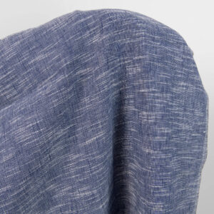 Mørkeblått stripete stoff i linblanding vasket 6 linen cotton washed blue fabric, white stripes