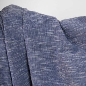 Mørkeblått stripete stoff i linblanding vasket 7 linen cotton washed blue fabric, white stripes irregular
