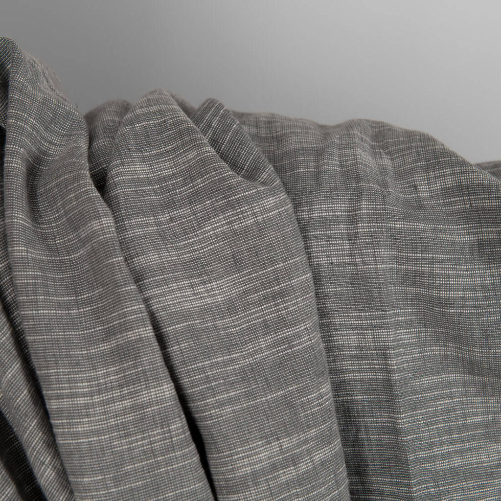 Mørkegrå linblanding stoff vasket 2 Dark grey linen blend fabric washed texture