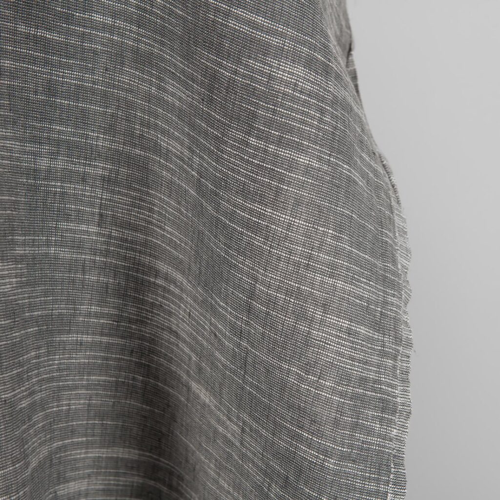 Mørkegrå linblanding stoff vasket 3 Dark grey linen blend fabric washed edge