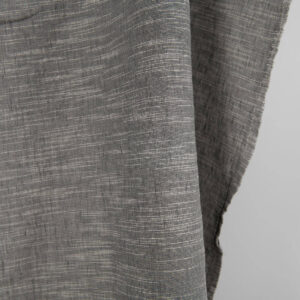 Mørkegrå linblanding stoff vasket 8 Dark grey linen blend fabric washed close up detail