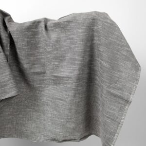Dark grey linen cotton fabric in white stripes