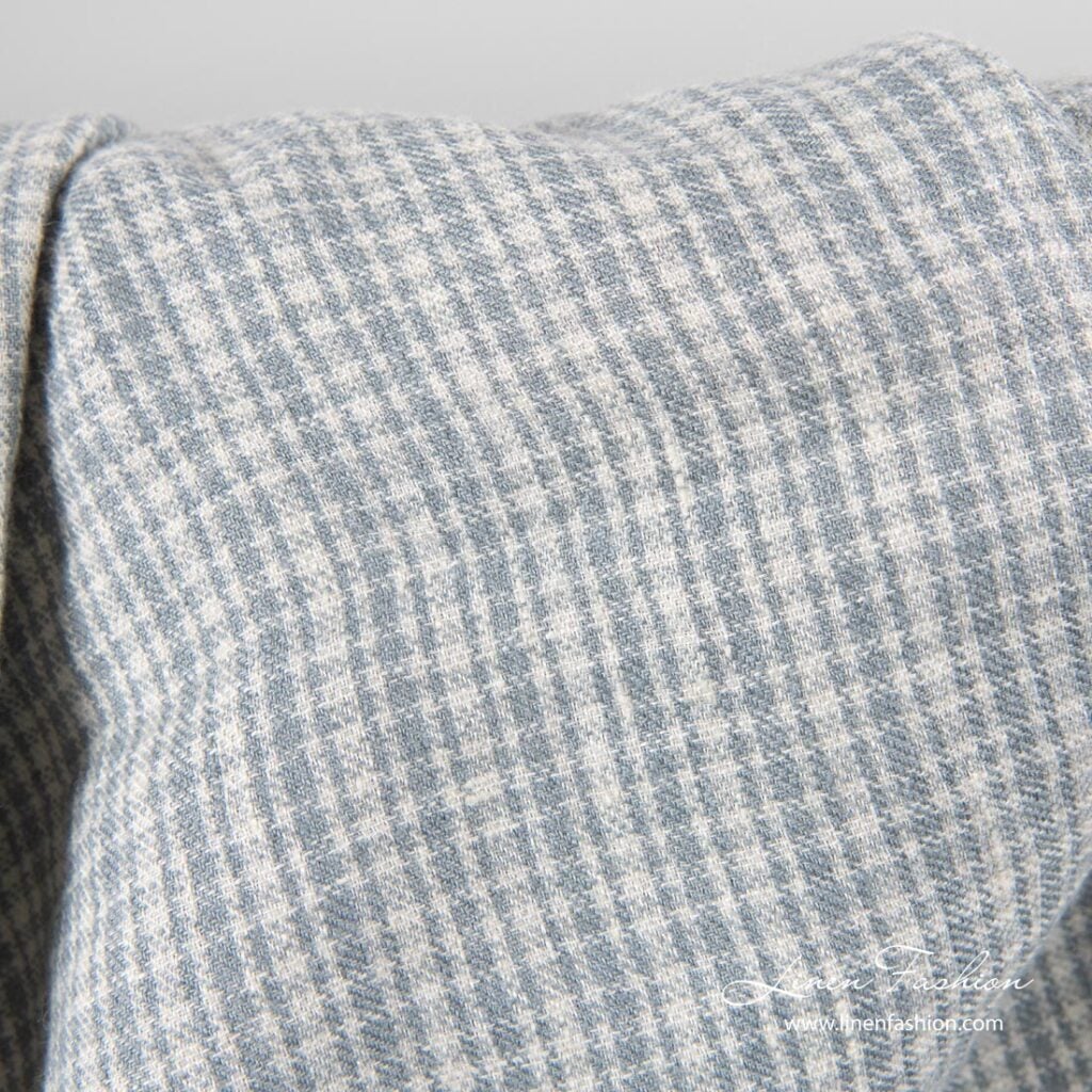 Lin-ullstoff i grå ruter vasket 3 Lin-ullstoff i grå ruter vasket - Bilde 3