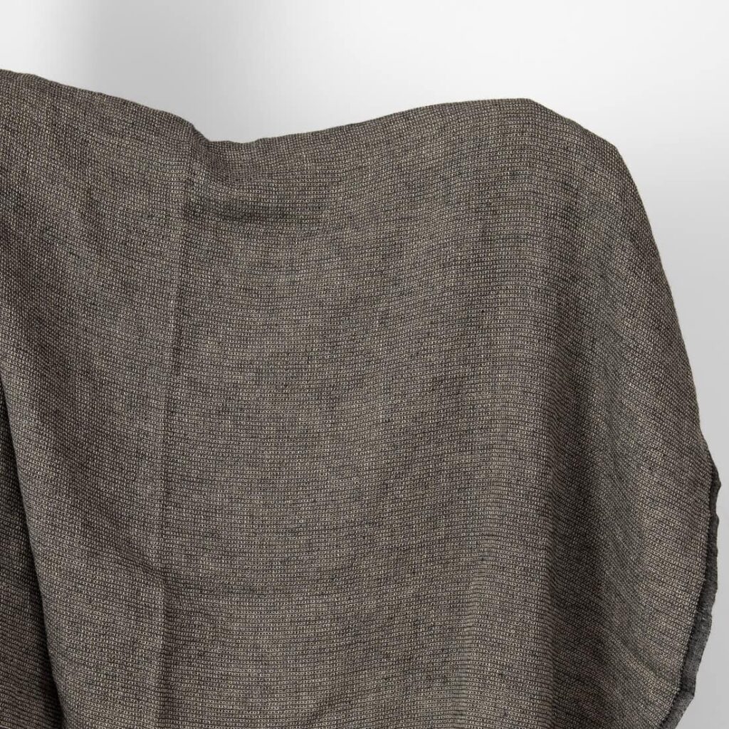 linen wool waffle fabric, blac and sand.