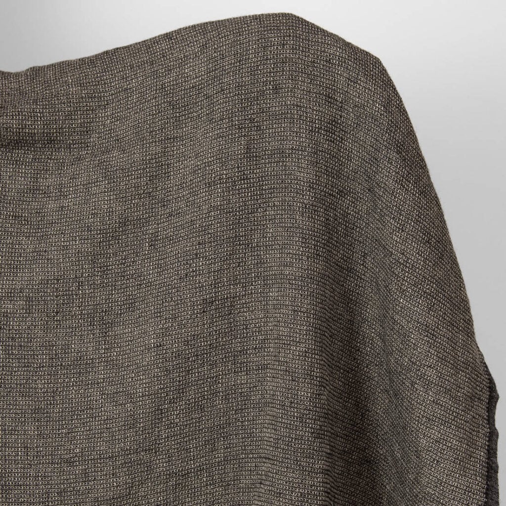 Lin-ull svart og grå vaffelvevd stoff vasket 2 linen wool waffle fabric.