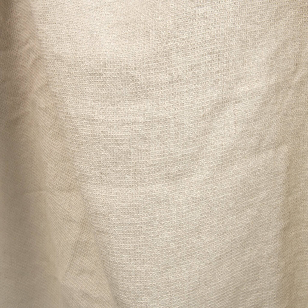 Lin ull vasket stoff vaffel sandfarge 3 linen wool waffle sand fabric, 140cm.