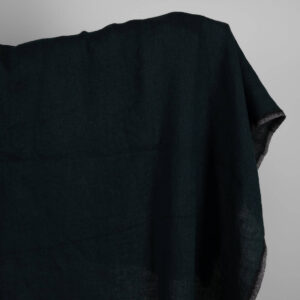 Washed linen wool fabric black in herringbone pattern product photo