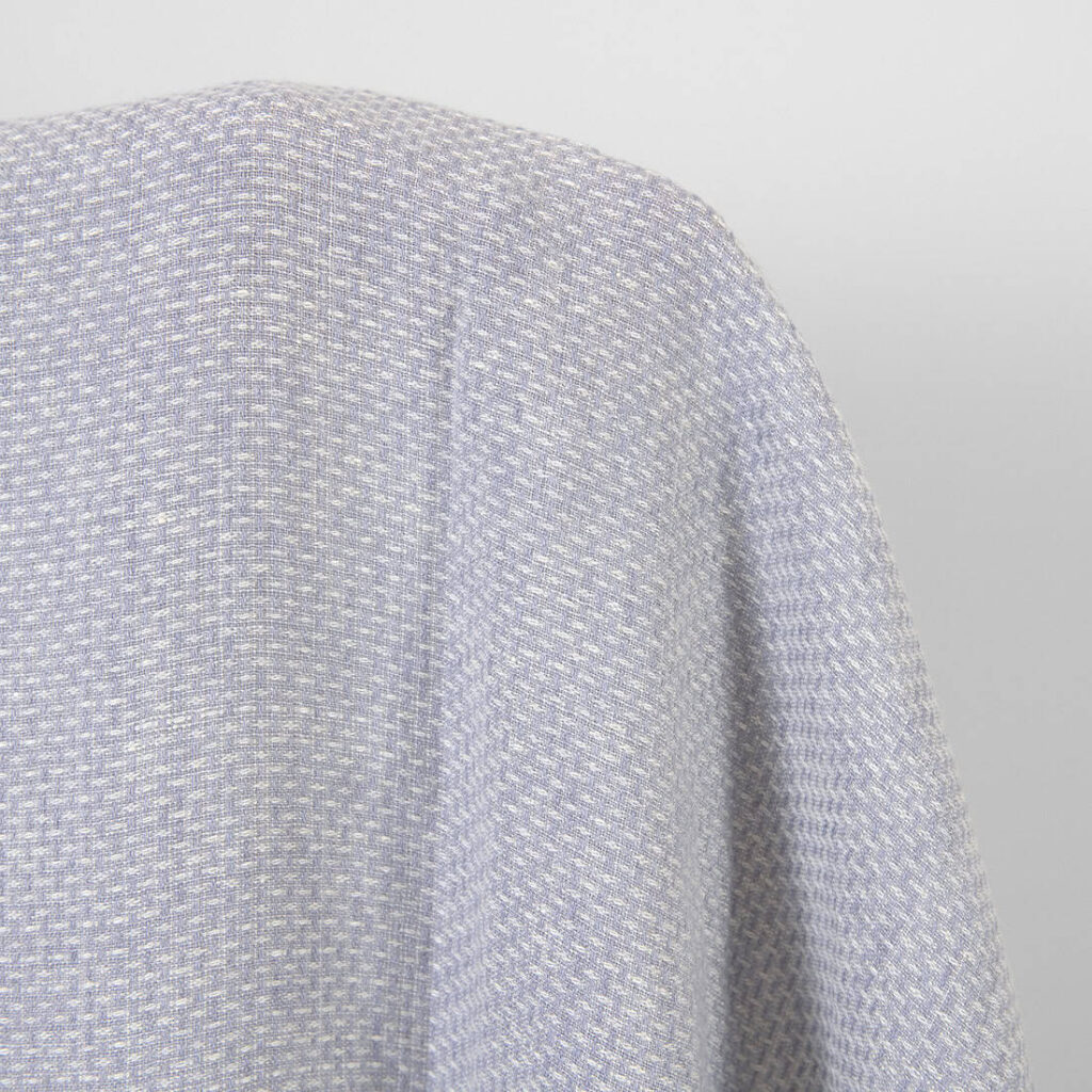Lin-ullstoff fiolett og hvit lite mønster vasket 2 Washed linen wool fabric violet and white small pattern, specially washed