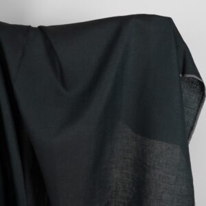 Linen wool fabric blueish-black herringbone