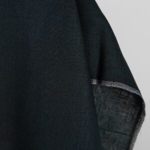 Linen wool fabric blueish-black herringbone edge