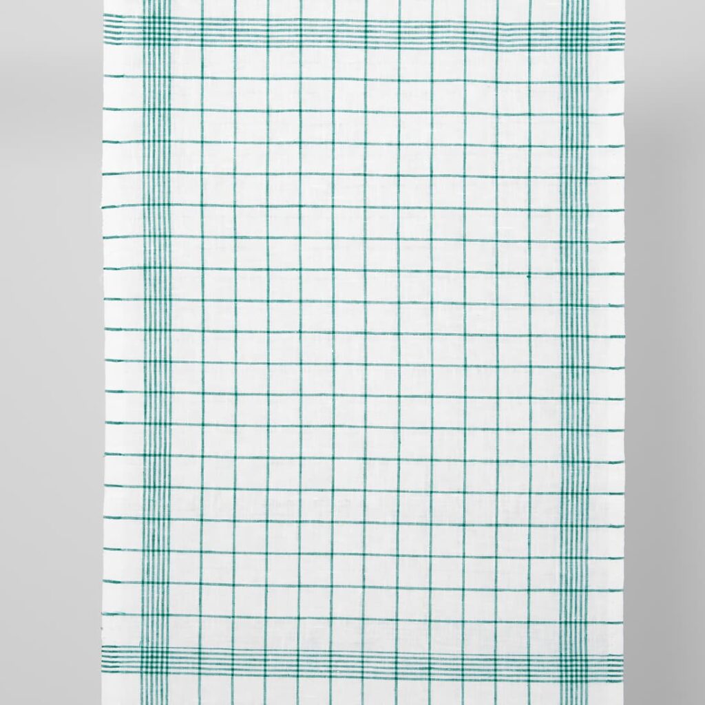 linen narrow fabric green checks