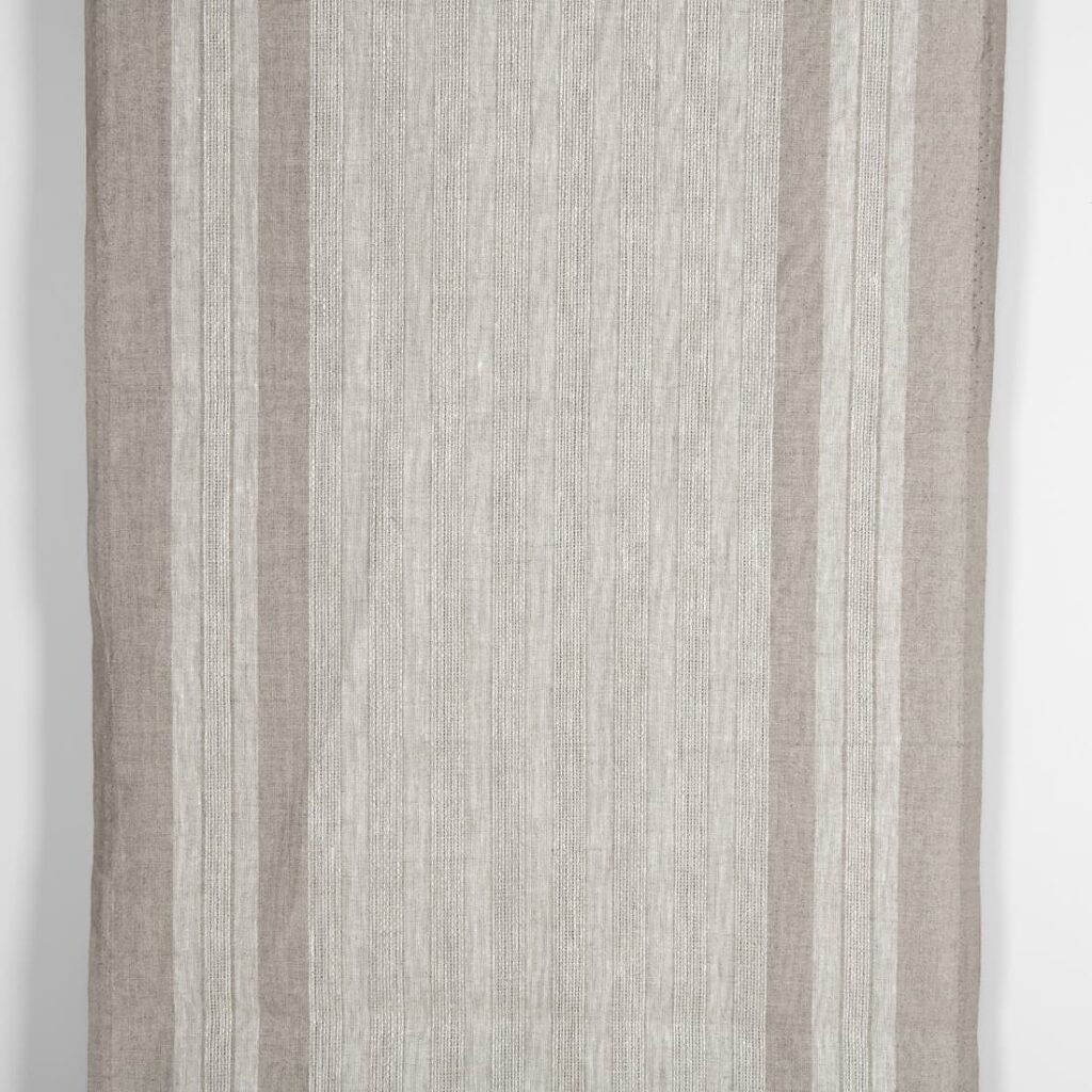 Narrow linen fabric natural beige with stripes