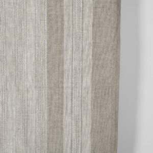 Smalt linstoff naturbeige med striper 6 Narrow linen fabric natural beige with stripes close up detail