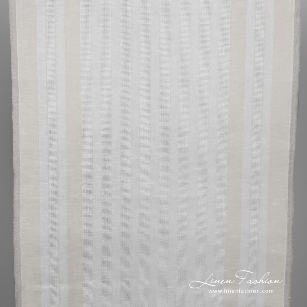 Narrow linen fabric in off white colour.