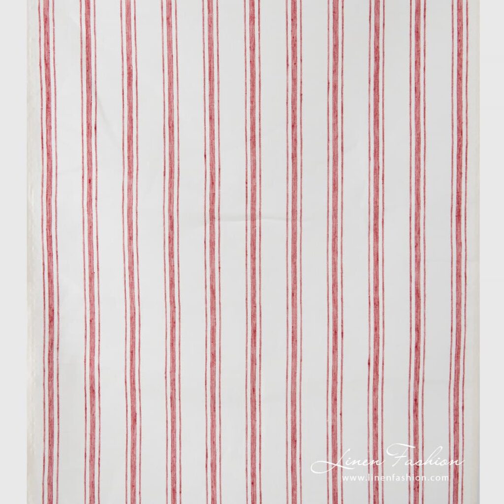 Red striped linen fabric.