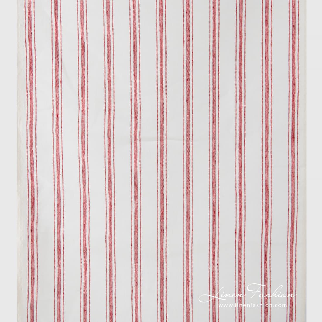 Red striped linen fabric.