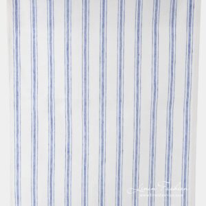 Off white narrow fabric with blue stripes.
