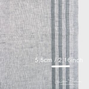Striped grey narrow linen fabric.