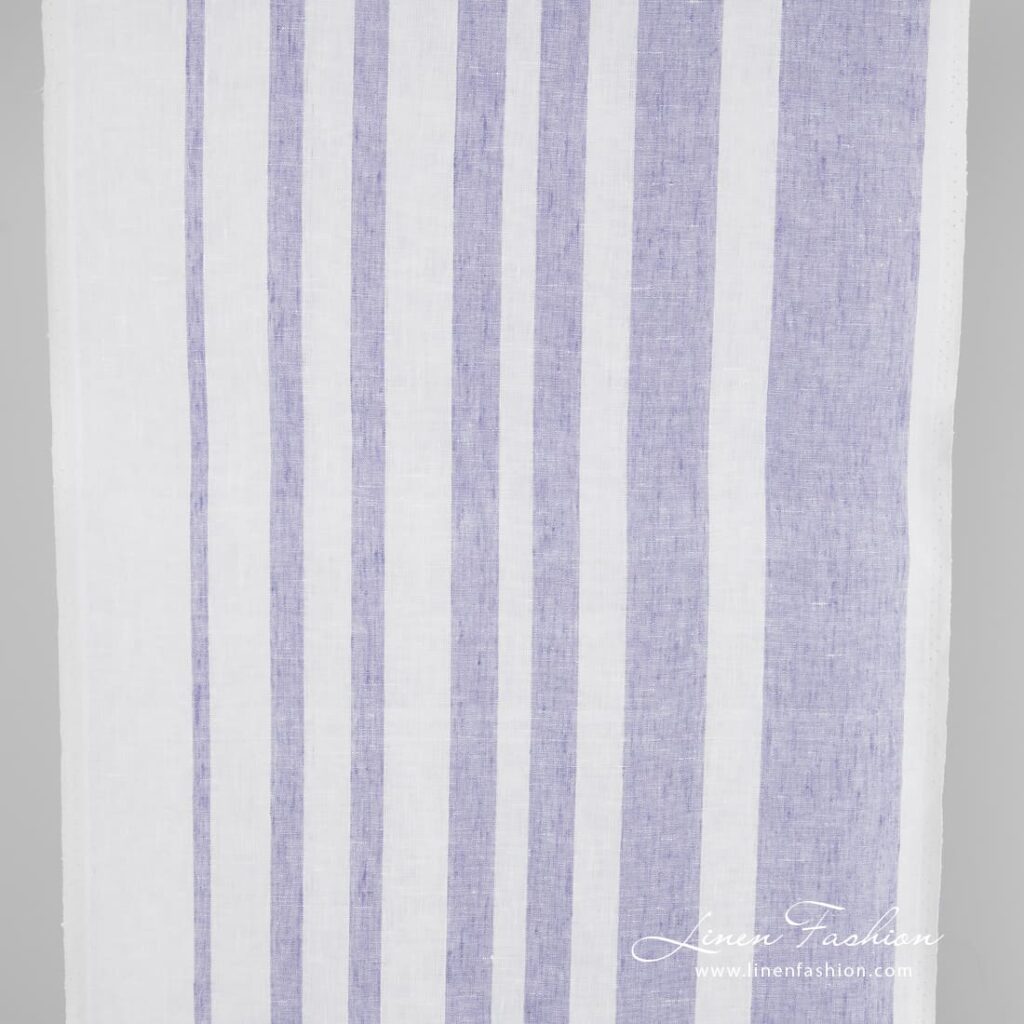 Linen fabric with violet stripes