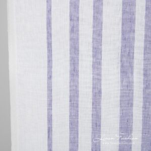 Linen fabric with violet stripes, perfect for kitchen towels