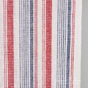 Linen fabric in red and blue stripes, 50cm width